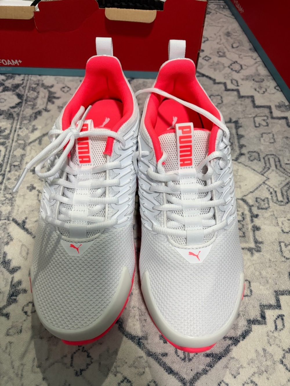 Puma White Athletic Sneakers with Pink Lining